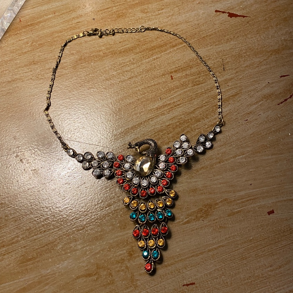 Vintage costume jewelry. Peacock